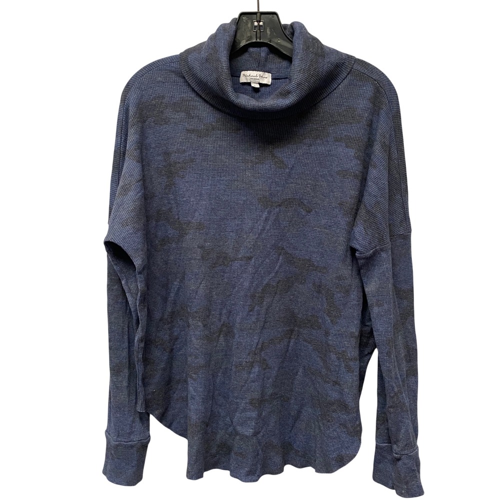 Michael Stars Camo Print Cowl Neck Thermal Pullover Top Women's Sz L Granola